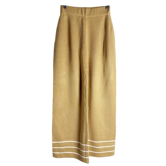 Tuckernuck Olympia Camel Tan Striped Wide Leg Knit Pull-On Ankle Pants Size XS - Picture 2 of 8